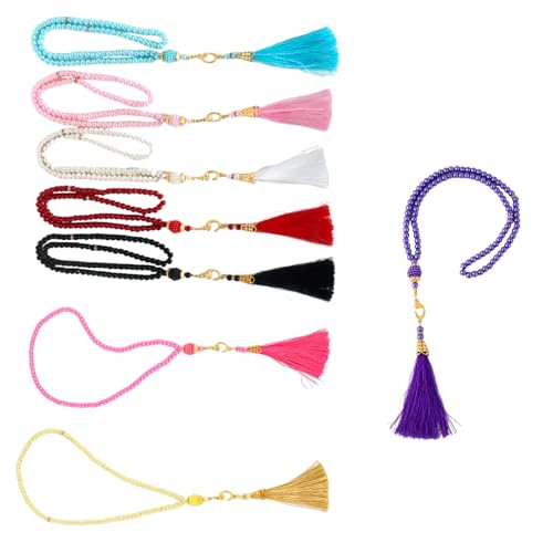 TOWARDSNAN Juego de 8 pulseras de cuentas de oración islámica, juego de 8 piezas, colorido y resistente, juego Tasbih de cristal para la devoción musulmana, 54*16cm