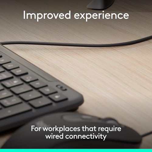 Image of Logitech Signature Slim Wired Combo MK625 for Business, Optical Wired Mouse, Full-Size Keyboard, USB-C Plug-and-Play, Windows /Mac /Chrome /PC /laptops - Graphite (Pack of 4)