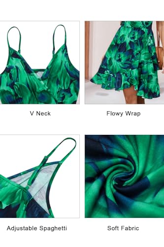Image of Newshows Women's Lightweight Summer Wrap Dress 2026 V Neck Spaghetti Strap Midi Beach Vacation Sundress