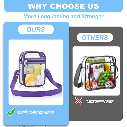 Image of Clear Bag for Stadium Events - Sports Messanger Bag Small Mini Clear Purse for Fan, Concert, Work, Travel