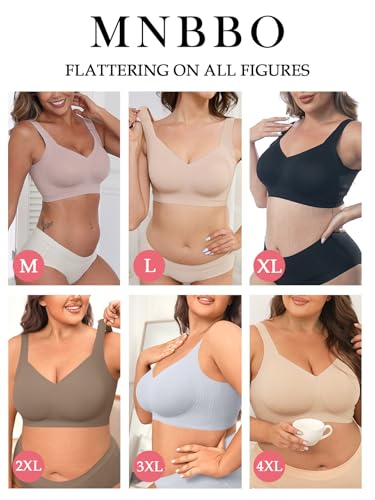 Image of Womens 2025 Seamless Wireless Supportive Bra Push Up Comfort Soft No Underwire Full Coverage T-Shirt Bras (M-4XL)