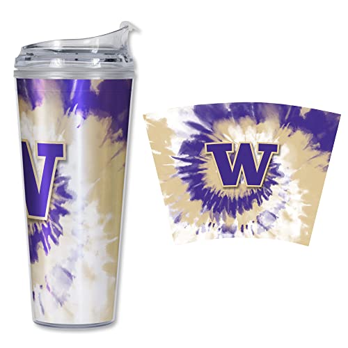 Image of Rico Industries NCAA Glitter 24oz Acrylic Glitter Tumbler with Hinged Lid, Officially Licensed Double Wall Tumbler with Straw