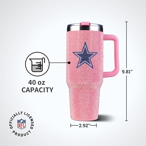 Image of The Memory Company Officially Licensed 40oz Pink Bling Game Day Tumbler, Dallas Cowboys