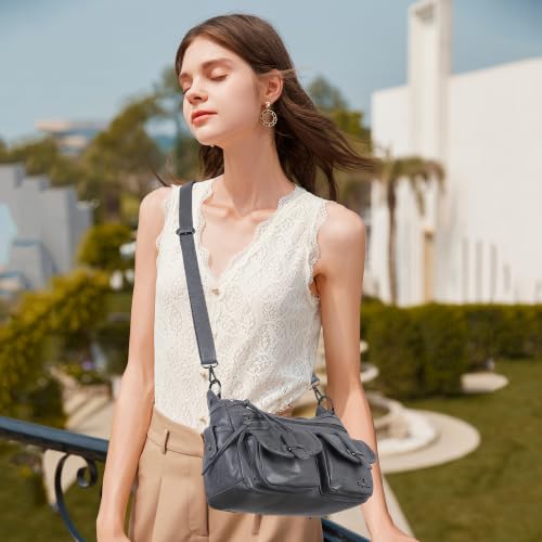 Image of Angel Kiss Hobo Purses for Women Crossbody Shoulder Bag Ladies Multi Pocket Handbags with Adjustable Shoulder Strap | Soft Vegan Leather