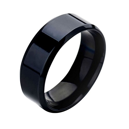 SEniutarm Engagement Love Rings Wedding Bands Fashion Simple Unisex Lovers Stainless Steel Mirror Finger Rings Jewelry Gifts for Women/Girl Finger Rings DIY Jewelry Gifts - Black US 11