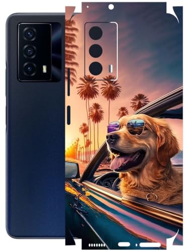 Image of AtOdds - Full Body Back Screen Guard Protector Film - Lamination Wrap Skin Sticker Compatible with IQOO Z5 | Scratchproof Matte Finish (Happy Doggo)