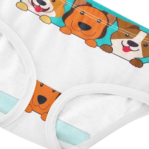 Toddlers Underwear Floral 2t Cotton Panties for Girl Print Briefs Girls Undies Cute Dogs Cartoon White Bone4