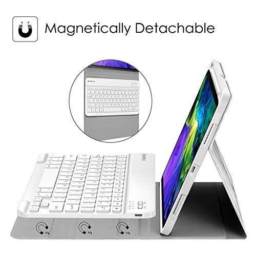 Fintie Keyboard Case For Ipad Pro 11" 2020 (2Nd Generation), Ipad Pro 11 Inch 2018 - Soft Tpu Back Stand Cover With Pencil Holder, Magnetically Detachable Wireless Bluetooth Keyboard, Marble White #TOP2