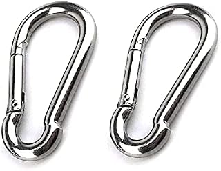 Juliyeh 2 Pcs Carabiner Clips, M8 Snap Hook with 304 Stainless Steel Heavy Duty Swivel Spring Clip Stainless Steel Spring Snap Hooks Heavy Duty Carabiner Clips for Quick Link Lock