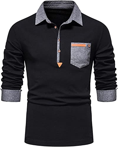 Polo pull noir homme en coton L style décontracté - 2