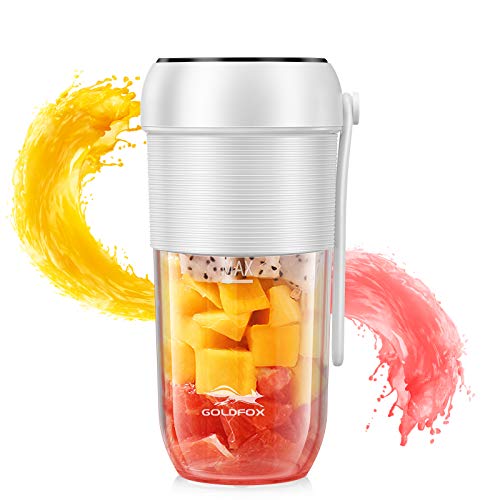 Portable Blender, GOLDFOX 350ML(11.84oz) Rechargeable Portable Blender for Shakes and Smoothies, Smoothie Blender Hand Juicer for Kitcken,Gym,home,office and Travel