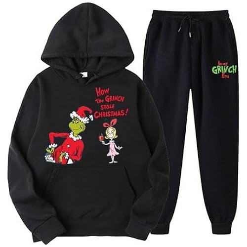 𝑮𝒓𝒊𝒏𝒄𝒉𝒔 Two Piece Sets for Women Running Y2k Hoodies Long Sleeve Trendy Outfits Sweatshirt+Sweatpants Set