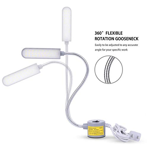 EVISWIY Sewing Machine Light LED Lighting (30LEDs) 6 Watt Multifunctional Flexible Gooseneck Arm Work Lamp with Magnetic Mounting Base for Workbench Lathe Drill Press 2 Pack - Image 4