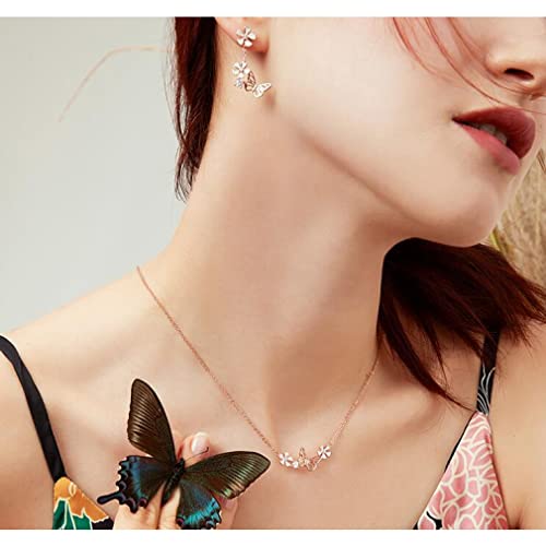 Boucles d'oreilles Papillon et Fleur idée cadeau d'anniversaire romantique