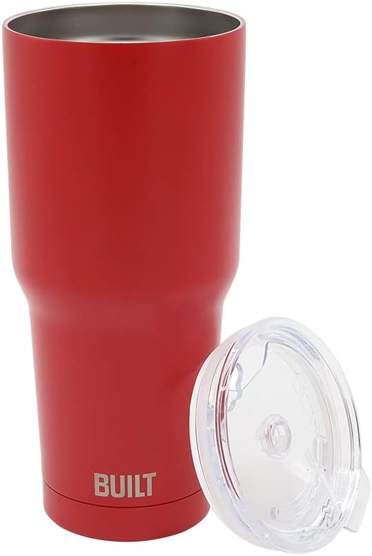 BUILT 30 Ounce Double Wall Vacuum Sealed Stainless Steel Coffee and Water Tumbler Easy to Clean Tritan Lid with Rotating Splash Guard, Red (5286365) - Image 2
