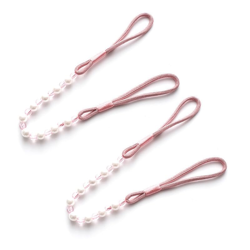 2 Pcs Pearl Curtain Tie Backs, Bead Tiebacks, 80cm,Pink