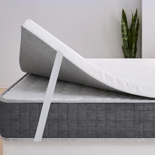 Topper 150x190 Carbono Activo Núcleo 100% Viscoelastica Adaptable con Memoria. Funda Lavable con Cremallera, Transpirable y Anti Bacteriano. Altura 5 cm ErossConfort