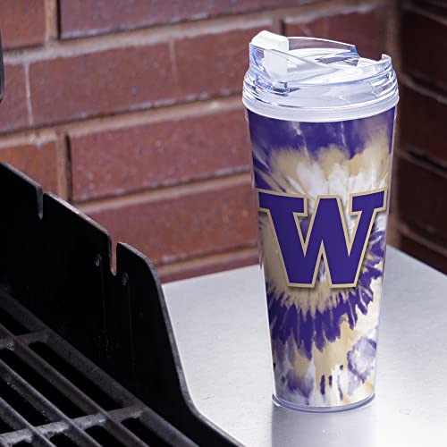 Image of Rico Industries NCAA Glitter 24oz Acrylic Glitter Tumbler with Hinged Lid, Officially Licensed Double Wall Tumbler with Straw