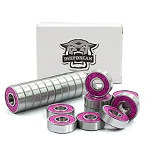 Premium 20pc 608rs Chrome Steel Ball Bearings - ABEC Bearings for Skateboard, Longboard, Quad Skate - Deep Groove, Double Rubber Sealed - 8x22x7mm