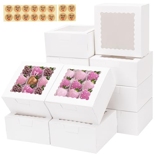 TOMNK 16pcs Cookie Boxes with Window, 6x6x3 Inches...