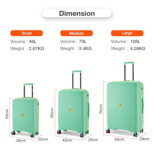 Image of Nasher Miles Bali Hard-Sided Polypropylene Check-in Luggage 28 inch | 75cm | 8 Wheels Large Trolley Bag for Travel | Suitcase (Pastel Green)