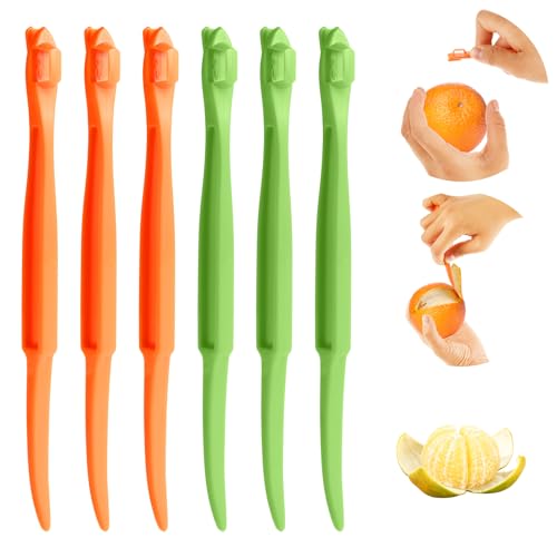 Mabor 6Pcs Orange Peeler Tool Plastic Citrus Lemon Peeler Orange Peeler Stick Fruit Peeling Tool for Grapefruit Orange Cutter Slicer Kitchen Accessories Gadget