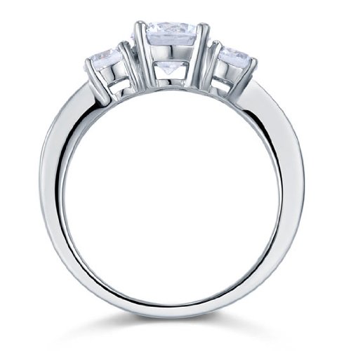 Anello Donna Trilogy in Argento 925 Rodiato con Zirconi Bianchi a Taglio Diamante
