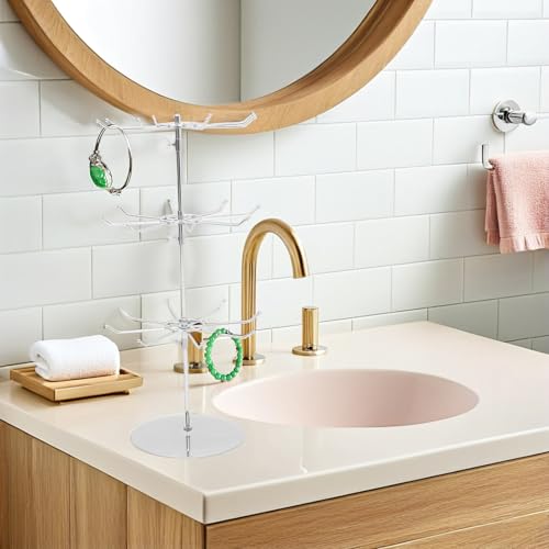 Support bijoux rotatif luxe en acier galvanisé de 55cm