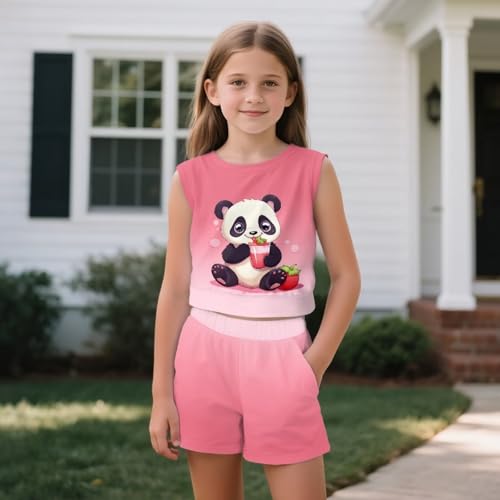 ZFRXIGN Cute Summer Outfits for Teen Girls 5-14 Years Workout Clothes 2 Piece Short Sets Sleeveless Tank Top for Vocation3