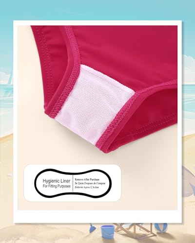 Image of Redair Toddler Girl One Piece Swimsuit Color Block with Ruffled Sleeve Straps Swimwear Bathing Suit for Baby Girl 12M-6Years