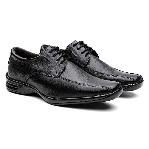 Sapato Social Masculino Em Couro Ultra Confortável Cor:Preto;Tamanho:39