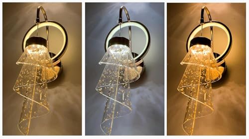 Image of Luxury LED Wall Light for Living Room & Bedroom | Crystal Acrylic Spiral Design with Gold Flakes | Modern Decorative Wall Lamp for Home, Hallway & Staircase|(Gold Finish)