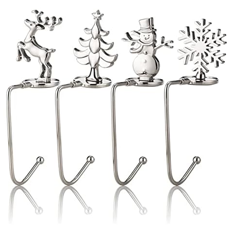4Pcs Silver Christmas Stocking Hangers Cover