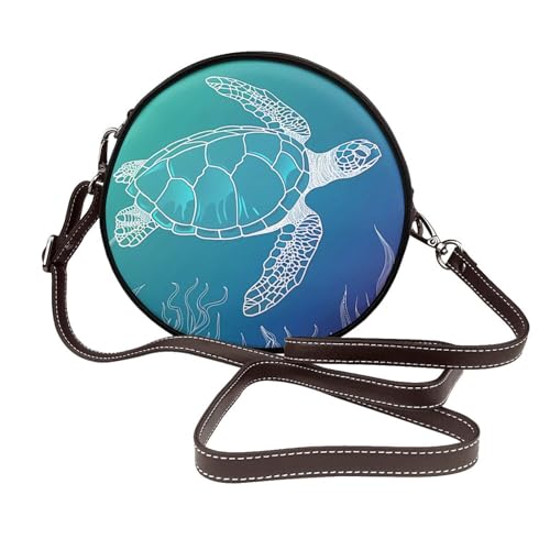 Sac à bandoulière rond Turtle en cuir végétalien avec sangle réglable