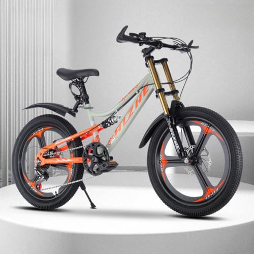 Dazzix新登場18/20/22/24インチ学生用自転車マウンテンバイク男の子と女の子用自転車スピードバイク衝撃吸収ダブルディスクブレーキダークナイト (20インチ/可変速度,3枚羽根ホイール/オレンジ)