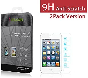 iFlash 2 Pack Tempered Glass Screen Protector for Apple iPod Touch 4th Generation – Scratches Proof and Bubble Free - Maximize Your Resale Value - 99.99% Clarity and Touchscreen Accuracy