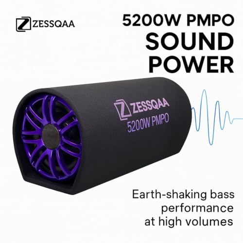 Image of 10 Inch D-Shaped Car Bass Tube | Built-in Amplifier | Dual Voice Coil | Plug & Play | Purple