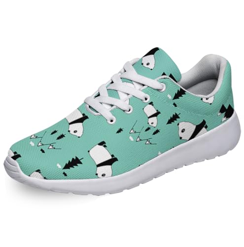 Women Men Cute Panda Shoes Personalited 3D Print Running Shoes Athletic Tennis Sneakers White Size 9
