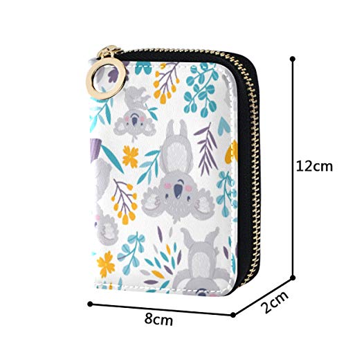 MOYYO RFID Credit Card Holder Case Animal Cute Koala Bears Floral Leather Printed Zipper Card Case Wallet for Women Girls4