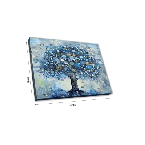ketilly Blue Tree of Life Canvas Wall Art Print for Bathroom, Living Room, Kitchen Abstract Wall Decor for Bedroom, Office 15x12 Inches Unframe - Image 3
