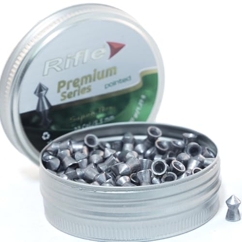 BLUCOM Premium Series Pointed Gun Pellets | .22 Caliber | 5.5 mm | 19.90 gr | for Target Shooting and Field Target | 250 Count, silver