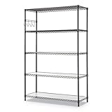 Alera ALESW654818BA 18 in. x 48 in. x 72 in. Five-Shelf Wire Shelving Kit with Caster and Shelf Liners - Black Anthracite