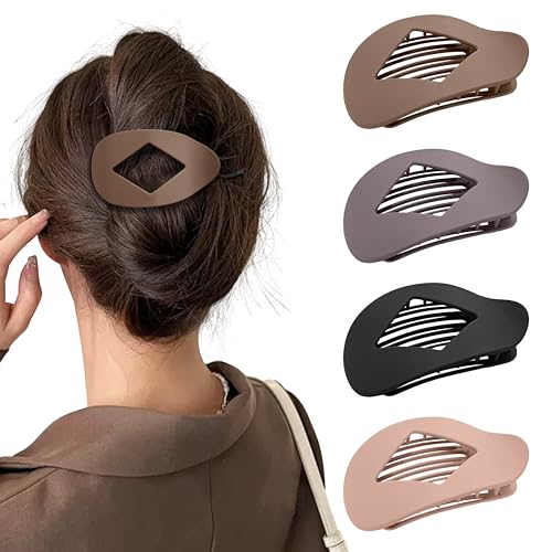 Duckbill Hair Clips, 4PCS Larg Flat Hair Clips for Women Girls, Non Slip Strong Hold Barrettes for Thick Thin Hair,Duckbill Accessories for Women Girls,Solid Neutral Color
