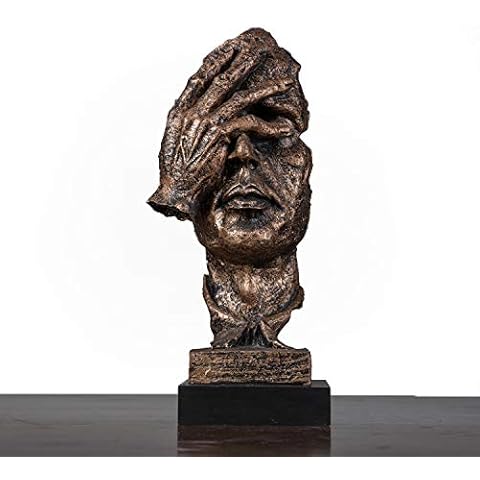 Abstract and Creative Desk Decorations The Thinker Statue - Silence is Golden,Silent Men Statues Resin Abstract Sculpture for Home, Living Room, Office and Decor (No See Gold) Cover