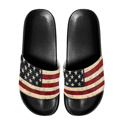 Mens Father Slides Sandals Slip On House Slippers Comfortable Athletic Anti-Slip Slides for Walking Beach US 5-14 Black Sole