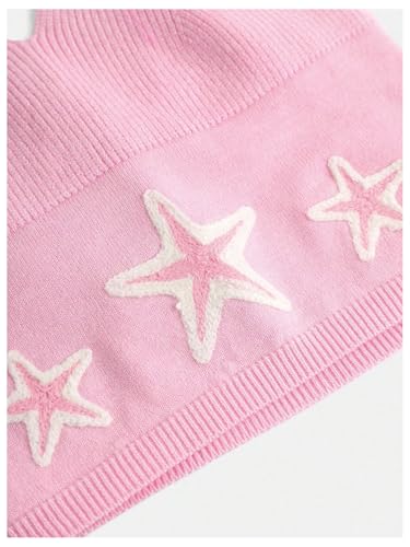 SHENHE Girl's Halter Top Star Print Backless V Neck Slim Knit Crop Top Y2k Camisole3