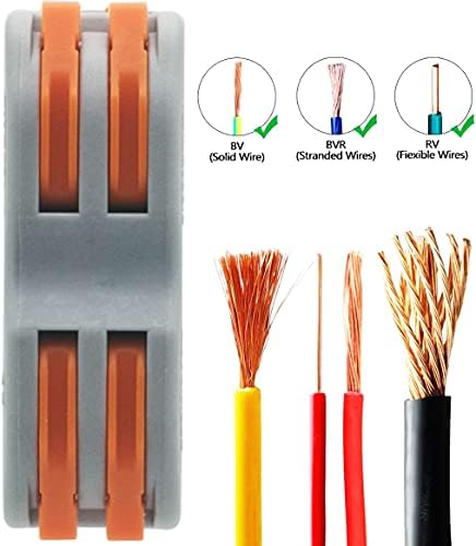 CESFONJER Lever Nut Connector, Bilateral 4-Hole Pressure Bar Terminal Block, Assortment Conductors Compact Wire Connectors SPL-2(15 Pack)