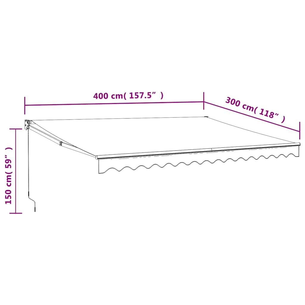 Toldo retráctil Aluminio y Tela Amarillo y Blanco 4x3 m