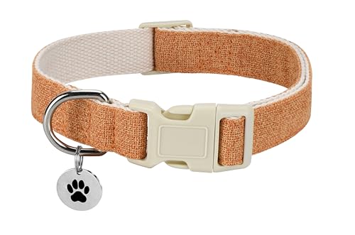 Breathable Cotton Collar - Soft Padded, Adjustable for Small to Large Dogs, Orange, Large Size