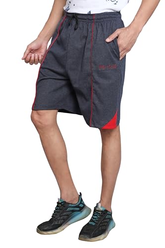 Image of Particle Men's Plus Size Hosiery Corduroy Cotton Bermuda Shorts | 230 GSM Ribbed Fabric | Big Size Casual Half Pants with Pockets for Walking, Gym & Lounge (XL-5XL)